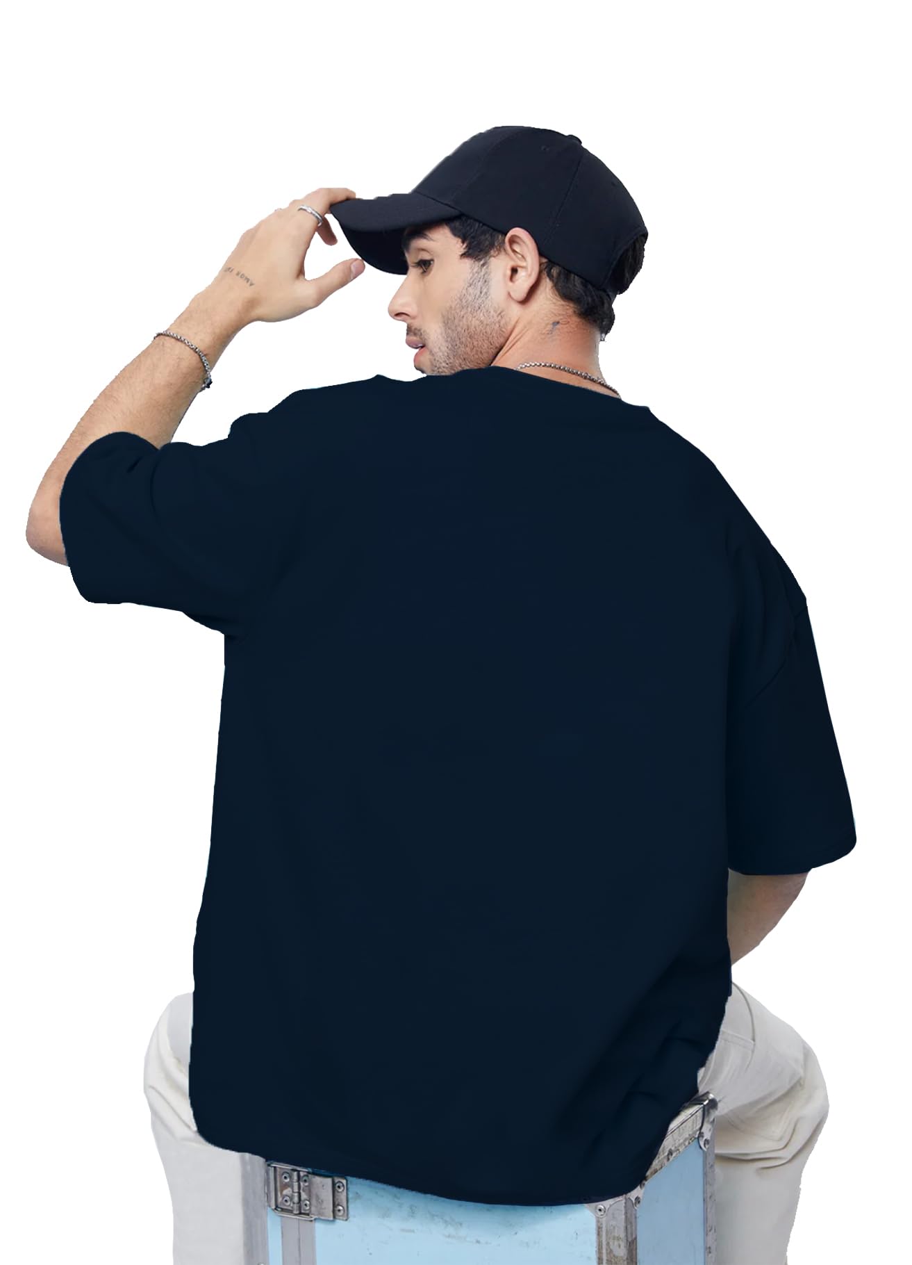 Men's Overiszed Cottonblend Half Sleeve Drop Shoulder Regular Fit T-shirt