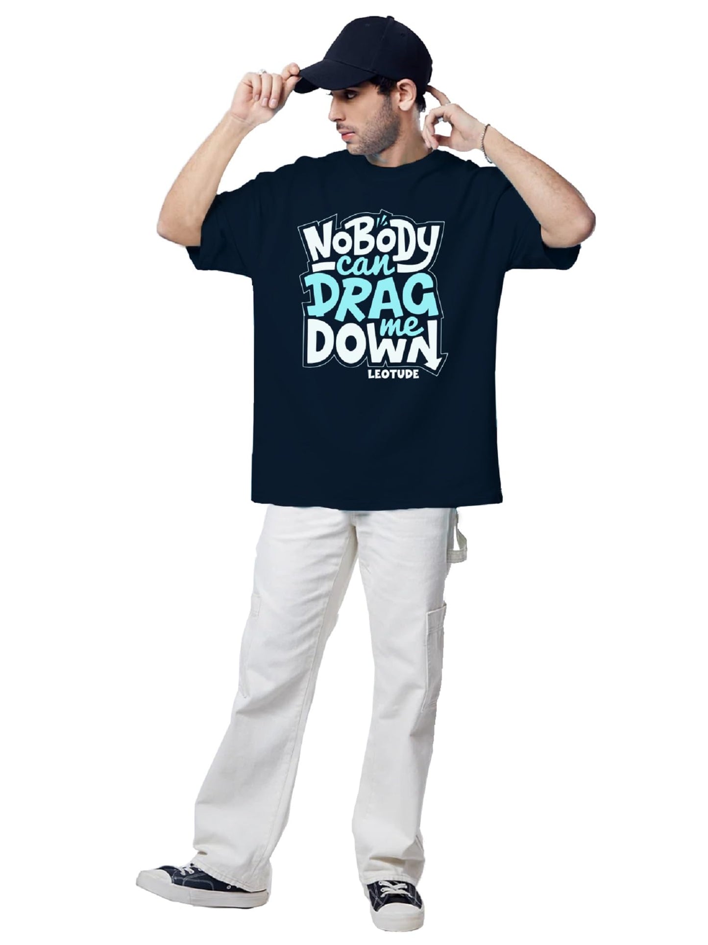 Men's Overiszed Cottonblend Half Sleeve Drop Shoulder Regular Fit T-shirt