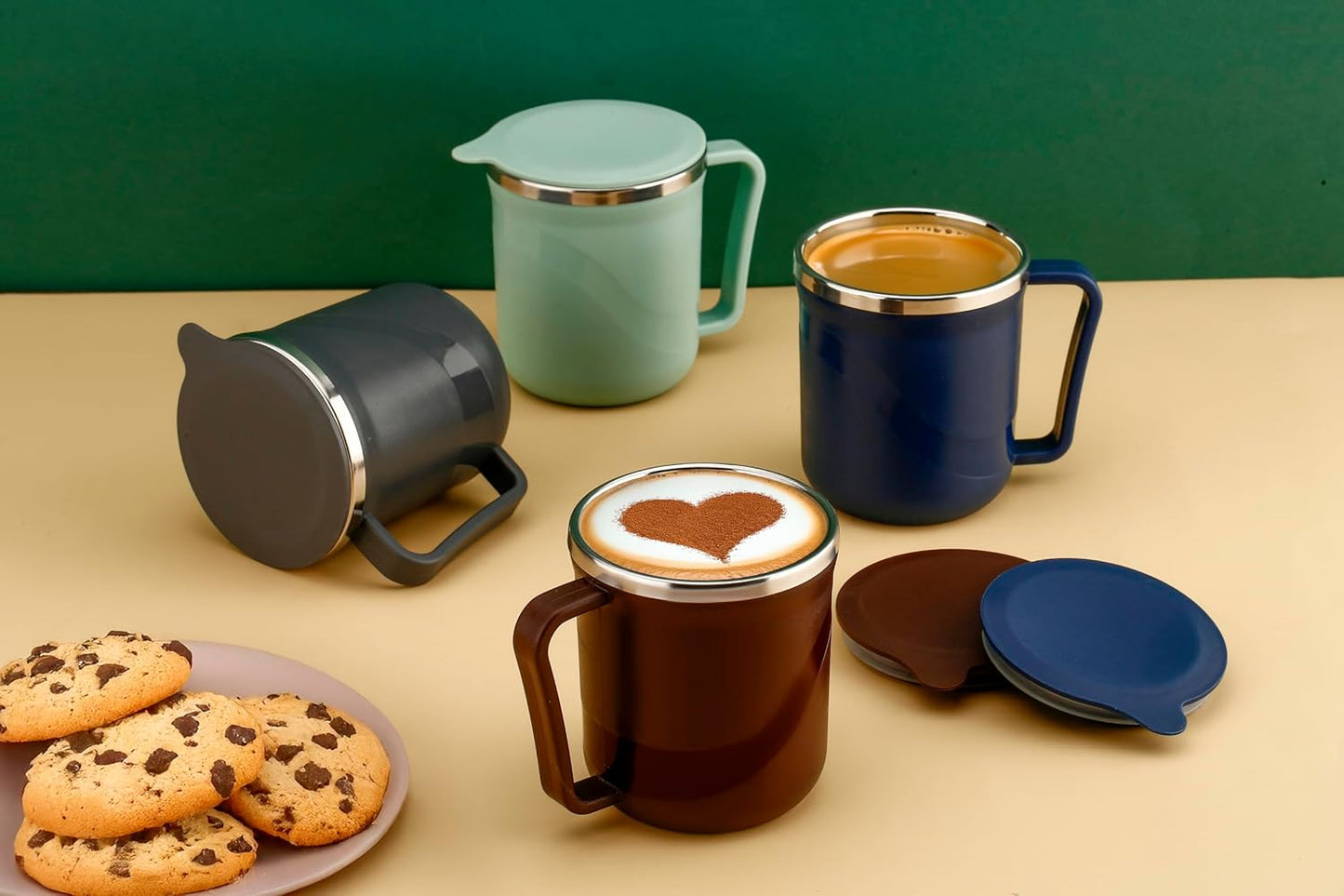 Insulated Stainless Steel Coffee Mug with Lid – 300ml
