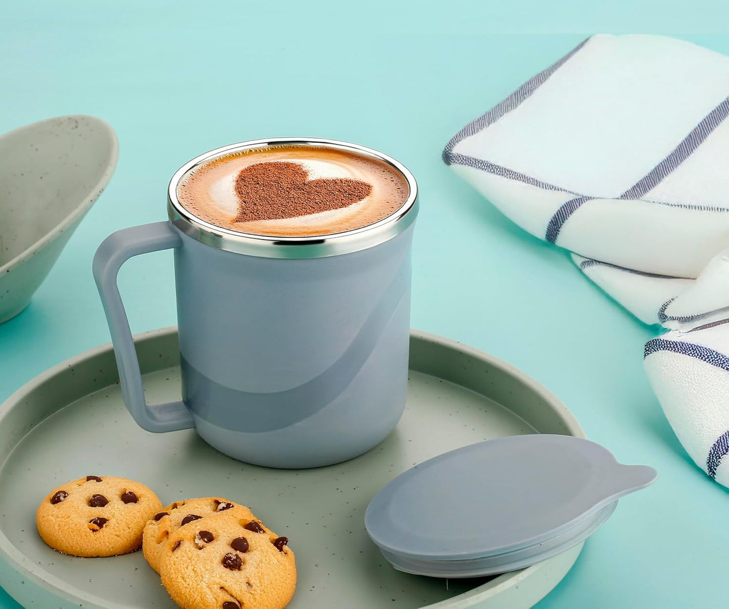 Insulated Stainless Steel Coffee Mug with Lid – 300ml